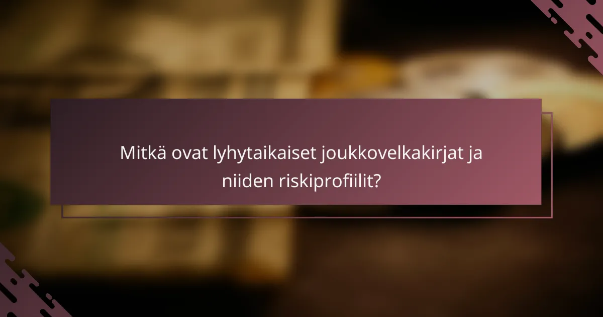 Mitkä ovat lyhytaikaiset joukkovelkakirjat ja niiden riskiprofiilit?